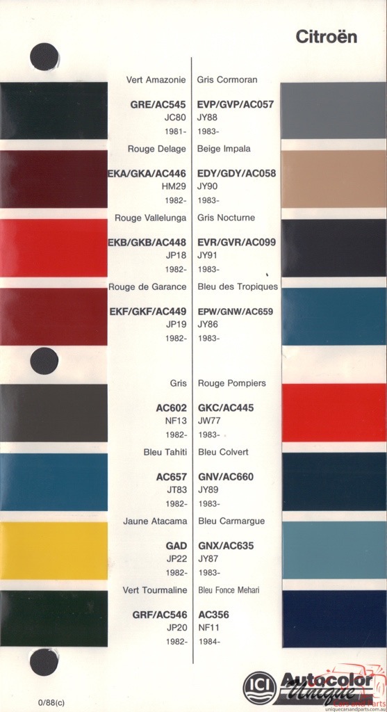 1981 - 1989 Citroen Paint Charts Autocolor 1